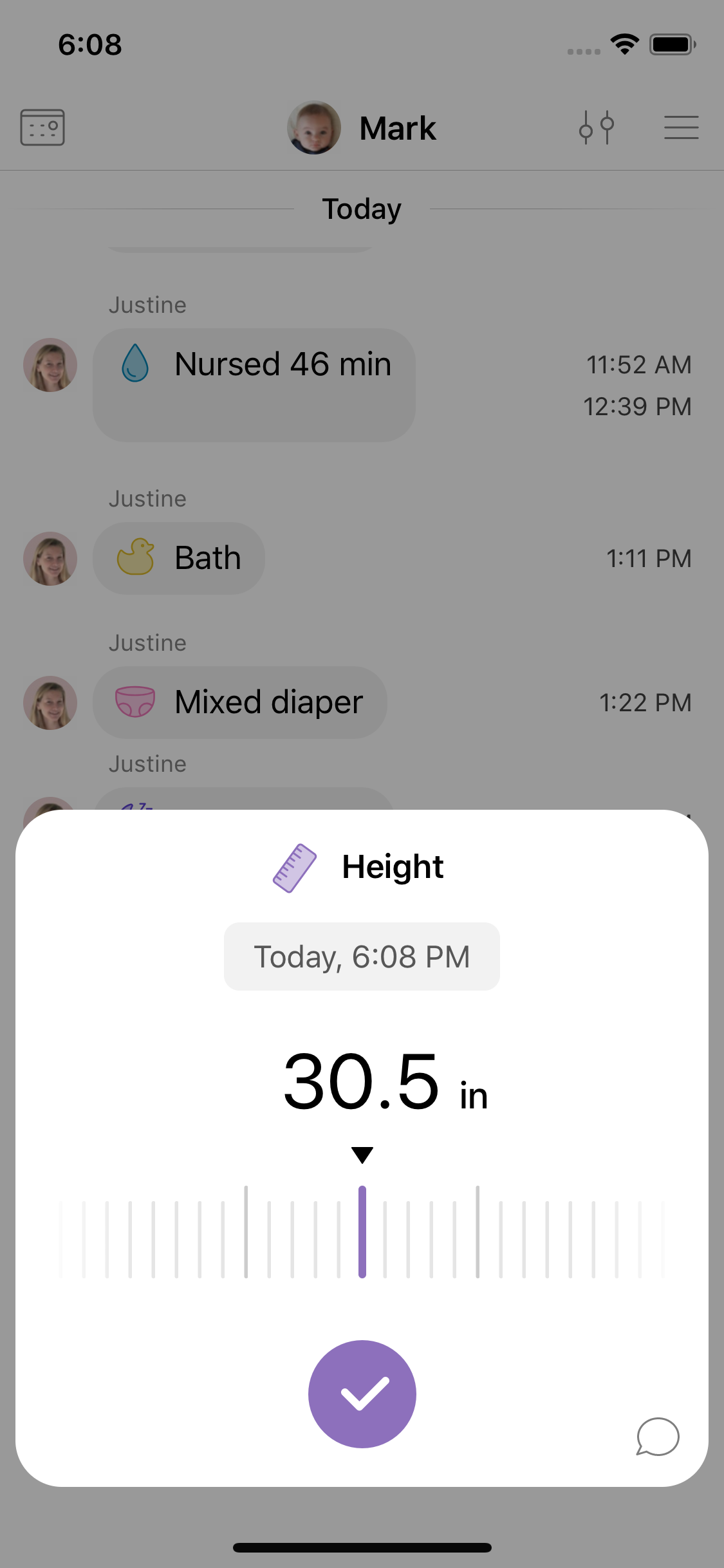 Inputting items into the app